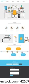One Page Website Template with Quality flat office elements.