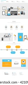 One Page Website Template with Quality flat office elements.