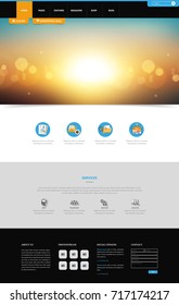 One Page Website Template, Simple and Clean Design with Blurred Header Design. Vector Illustration.