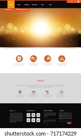 One Page Website Template, Simple and Clean Design with Blurred Header Design. Vector Illustration.