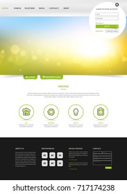 One Page Website Template, Simple and Clean Design with Blurred Header Design. Vector Illustration.