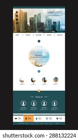 One Page Website Template with Singapore Skyline Header Design