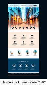One Page Website Template with Street View of Philadelphia Header Design