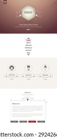 One Page Website Template Vector with hipster elements