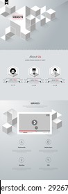 One Page Website Template Vector with abstract elements
