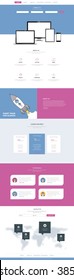 One Page Website Template Vector Eps10, Modern Web Design with flat UI elements and tablet mockup illustration. Ideal for Business layout. 