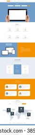 One Page Website Template Vector Eps10, Modern Web Design with flat UI elements and tablet mockup illustration. Ideal for Business layout. 