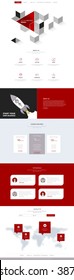 One Page Website Template Vector Eps10, Modern Web Design with flat UI elements and abstract header illustration. Ideal for Business layout. 