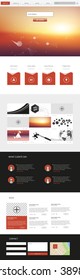 One Page Website Template Vector Eps10, Modern Web Design with flat UI elements and  sunset header illustration. Ideal for Business layout. 