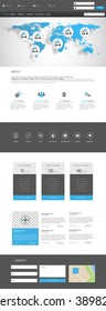 One Page Website Template Vector Eps10, Modern Web Design With Flat UI Elements. Ideal For Business Layout. 