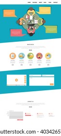One Page Website Template Vector Eps10, Modern Web Design with flat UI elements. Ideal for Business layout. 