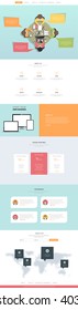 One Page Website Template Vector Eps10, Modern Web Design with flat UI elements. Ideal for Business layout. 