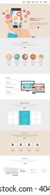 One Page Website Template Vector Eps10, Modern Web Design with flat UI elements. Ideal for Business layout