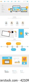 One Page Website Template Vector Eps10, Modern Web Design with flat UI elements. Ideal for Business layout