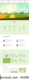 One Page Website Template Vector, with landscape vector illustration. Creative design.