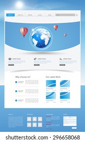 One Page Website Template, White and Blue Vector Design