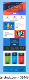 One Page Website Vector Design Template in Flat Style