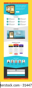 One Page Website Vector Design Template in Flat Style