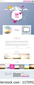 One Page website for your business with abstract colorful geometric header design.