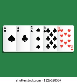 one pair order poker winning, playing card concept, vector illustration