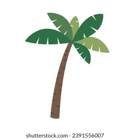One palm tree isolated on white background. Vector illustration in flat style for poster, party holiday invitation, card, festive banner.