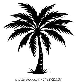 one palm tree silhouette vector illustration 