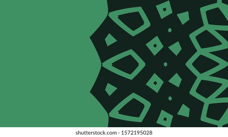 One part abstract shapes, the other part is empty - Green Background