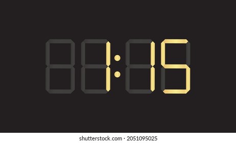 un pasado quince de la mañana - planilla de oro de lujo reloj digital vector eps 10