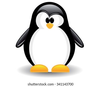 one penguin standing with shadow at the bottom