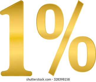 One Percent In Gold Vector