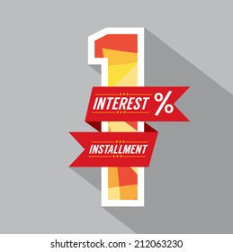 One Percent Interest Installment Vector Illustration