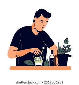 One person drinking a citrus cocktail icon isolated