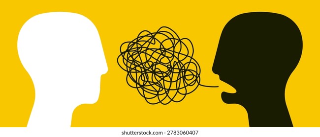 One Person Expressing Confused Thoughts to a Calm Listener, Highlighting Communication Challenges