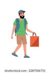 Eine Person wandert mit Rucksack-Symbol einzeln