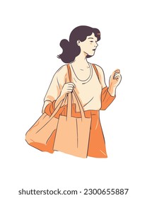 One person holding shopping bags icon isolated