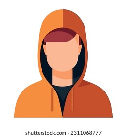 One person, hooded shirt, isolated vector illustration isolated