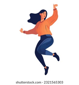One person jumping for joy over white