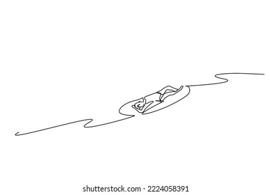 one person lays comfortably relax on the ski canoe kayak