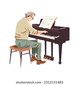 One person playing piano, musician performing skillfully icon