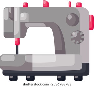 eine Person, um einzelne Artikel zu nähen Vektor flache Symbol-Design, Handgefertigte Symbol, Perfect Fit Kleidung Zeichen, Nähen und Schneiden Materialien, Automatische moderne Nähmaschine mit Einstellnoppen Konzept