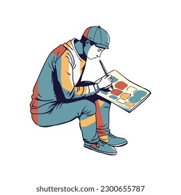 One person sketching a cartoon illustration creatively icon isolated
