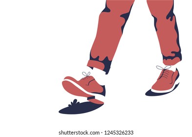 One person walking on the white background. The Vintage Poster. Vector illustration.