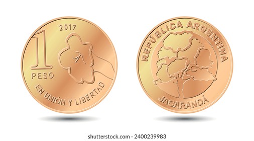 One peso. Argentina one peso coin. Vector illustration.