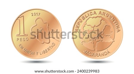 One peso. Argentina one peso coin. Vector illustration.