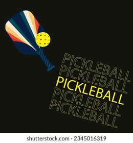 One pickleball paddles and ball isolated on black background