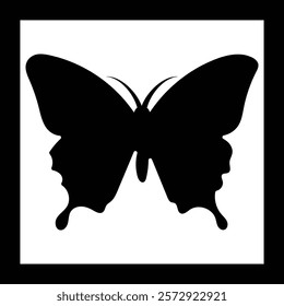 The one piece black color butterfly silhouette and white color background