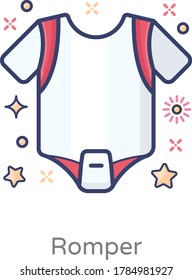 One piece outer garment, romper in flat vector design