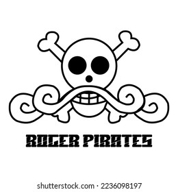 ONE PIECE PIRATE FLAG LOGO VECTOR. Black and white logo, white background.