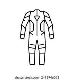 one piece suits motorcycle line icon vector. one piece suits motorcycle sign. isolated contour symbol black illustration