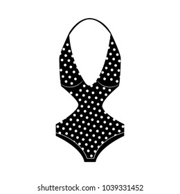 one piece swimsuit with polka dots woman icon image 